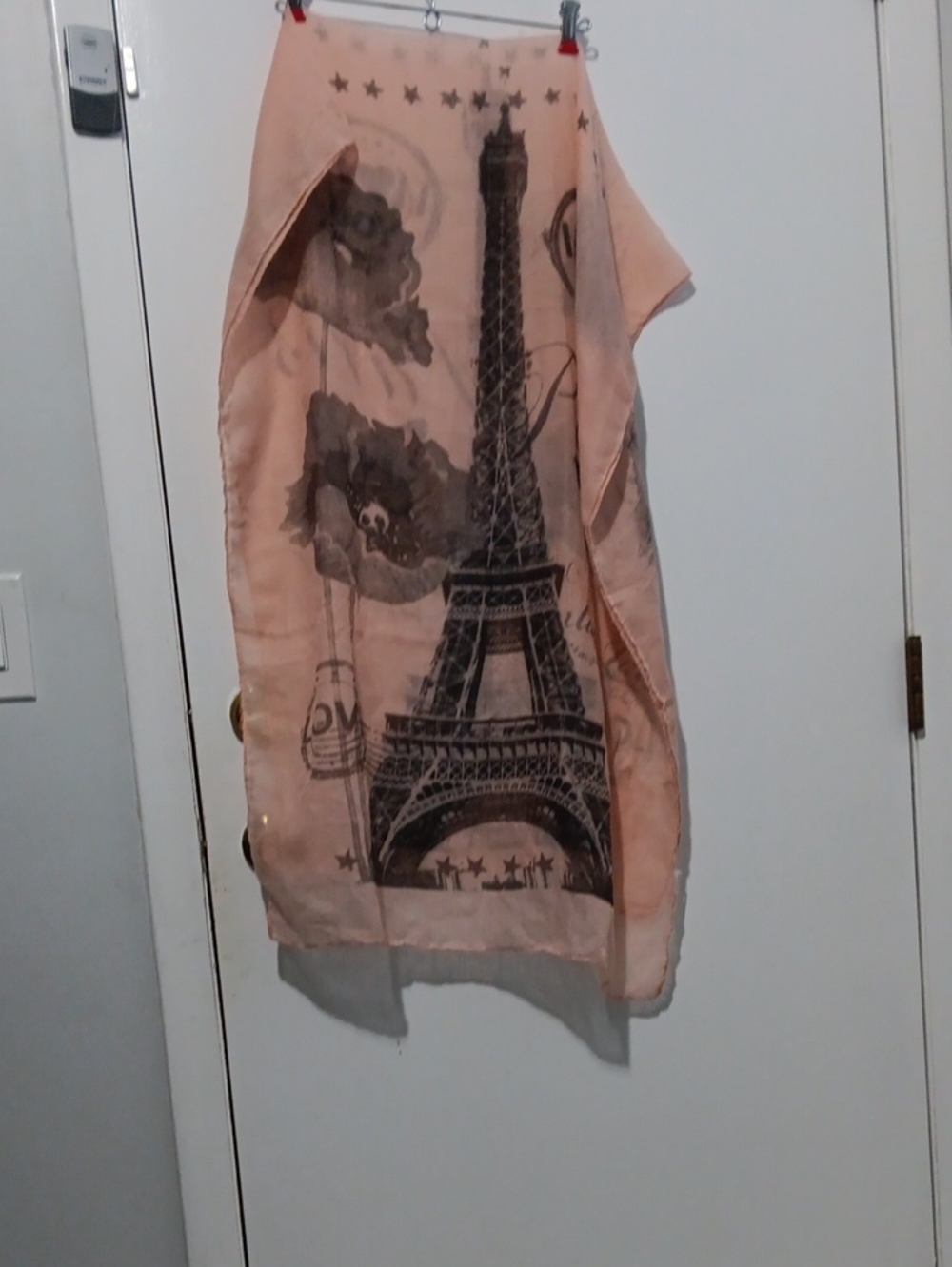 Peach Eiffel Tower Print Scarf